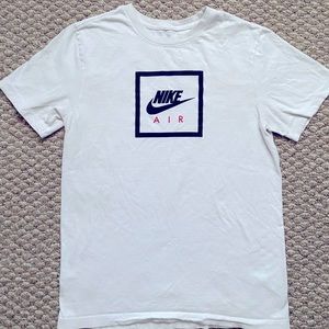 Nike Air Men’s Small White Cotton Swoosh Black Logo Tee Shirt